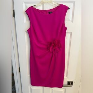 JS Collections Fuchsia Midi Dress with Floral Detail